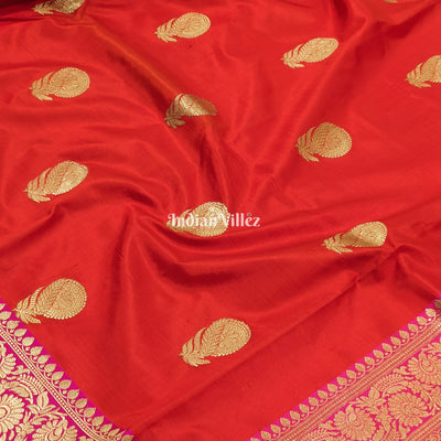 Red with Rani Designer Banarasi Katan Silk Saree