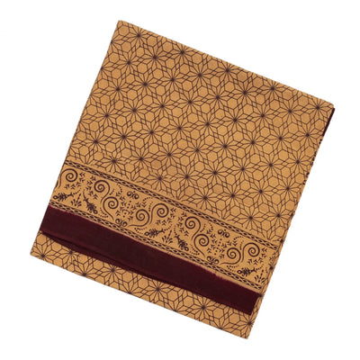 Beige Sungudi Cotton Saree With Floral Motifs