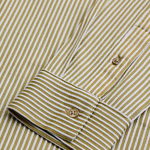 Beige Stripes Slim Fit Stretch Shirt