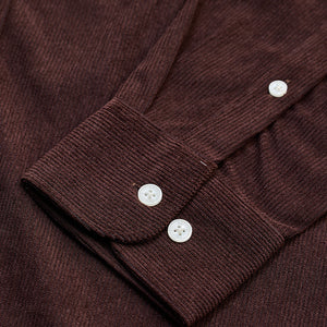 Dark Brown Slim Fit Corduroy Shirt