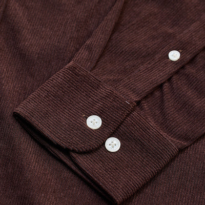 Dark Brown Slim Fit Corduroy Shirt