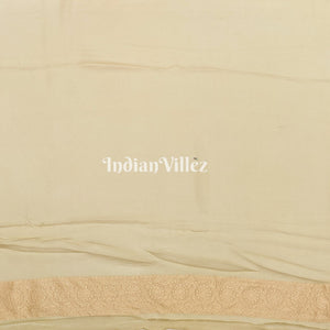 Cream Color Pure Banarasi  Khaddi Georgette Saree