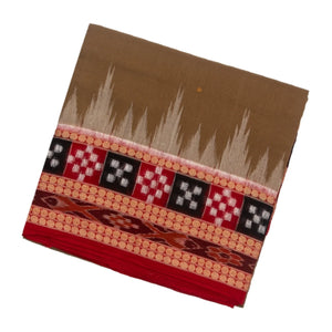 Taupe Handloom Orissa Cotton Saree With Button Buttas