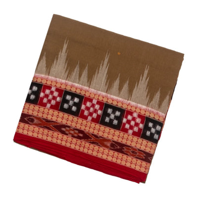 Taupe Handloom Orissa Cotton Saree With Button Buttas