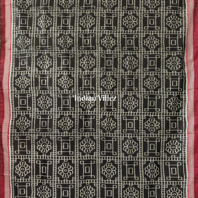 Black Maroon Odisha Ikat Contemporary Silk Saree