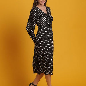 Women V Neck Polka Dot Dress