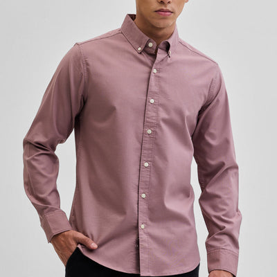Mauve Solid Oxford Shirt