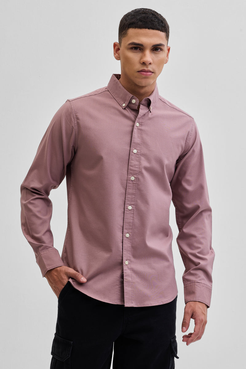 Mauve Solid Oxford Shirt
