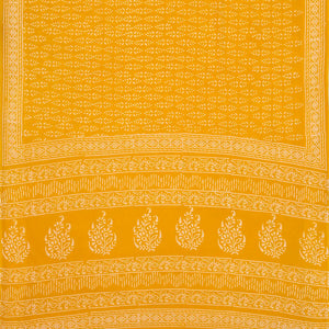 Mustard Woven Jaipur Cotton Saree Printed With Flower Motifs