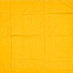 White Handloom Ikat Silk Saree With Contrast Mustard Border