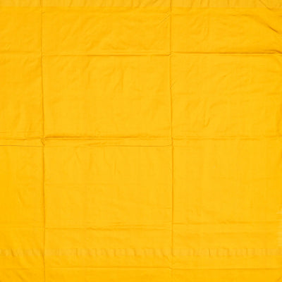 White Handloom Ikat Silk Saree With Contrast Mustard Border