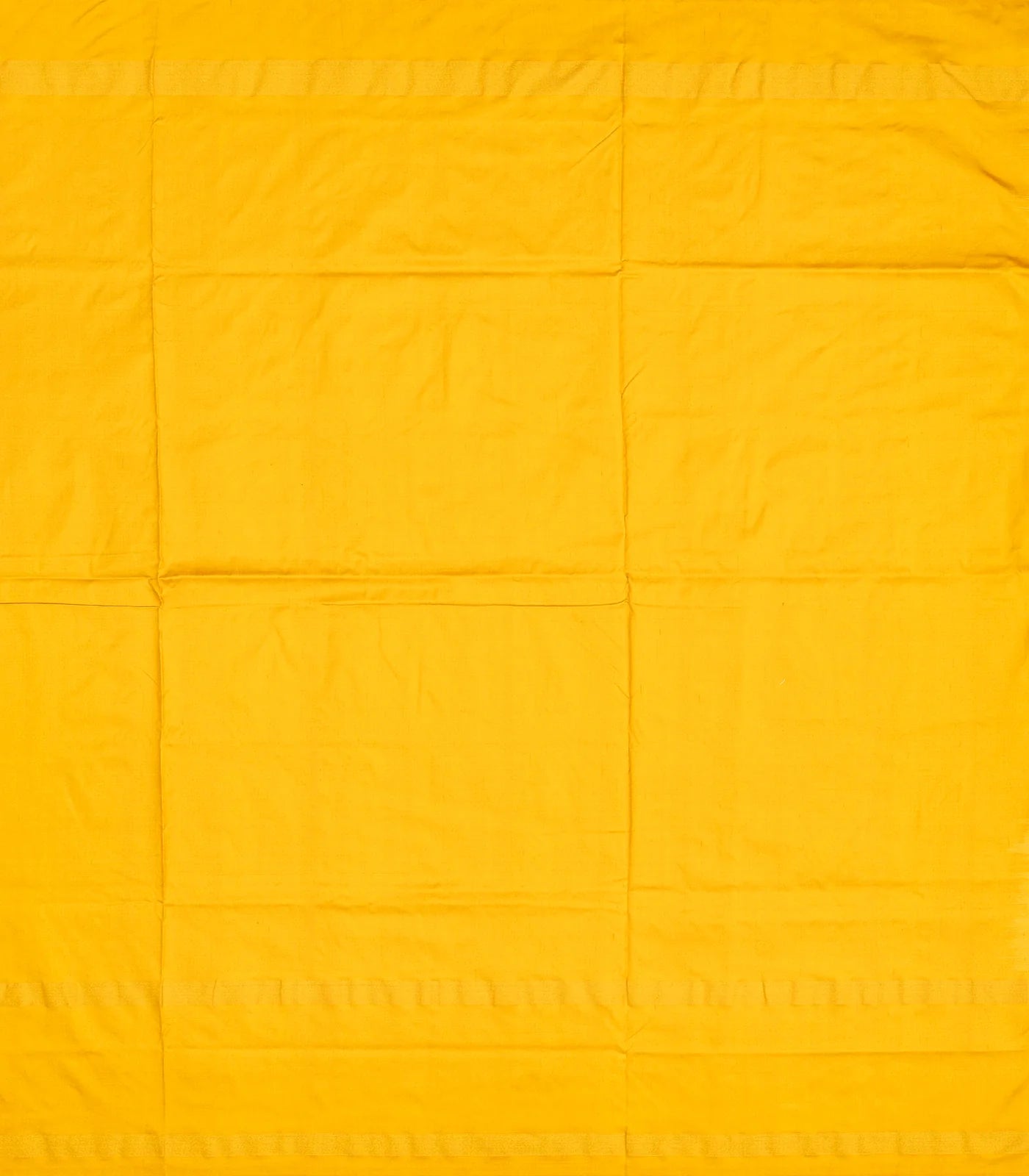 White Handloom Ikat Silk Saree With Contrast Mustard Border