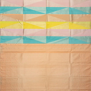 Multi Color Handloom Kanchipuram Silk Saree With Triangle Motifs