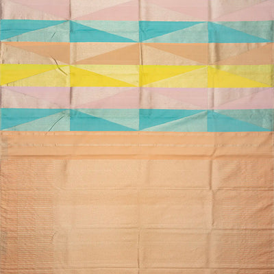 Multi Color Handloom Kanchipuram Silk Saree With Triangle Motifs