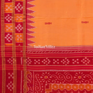 Deep Yellow Double Border Pasapalli Fish Motif Khandua Silk Saree