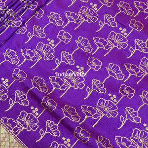 Purple Floral Designer Katan Silk Banarasi Saree