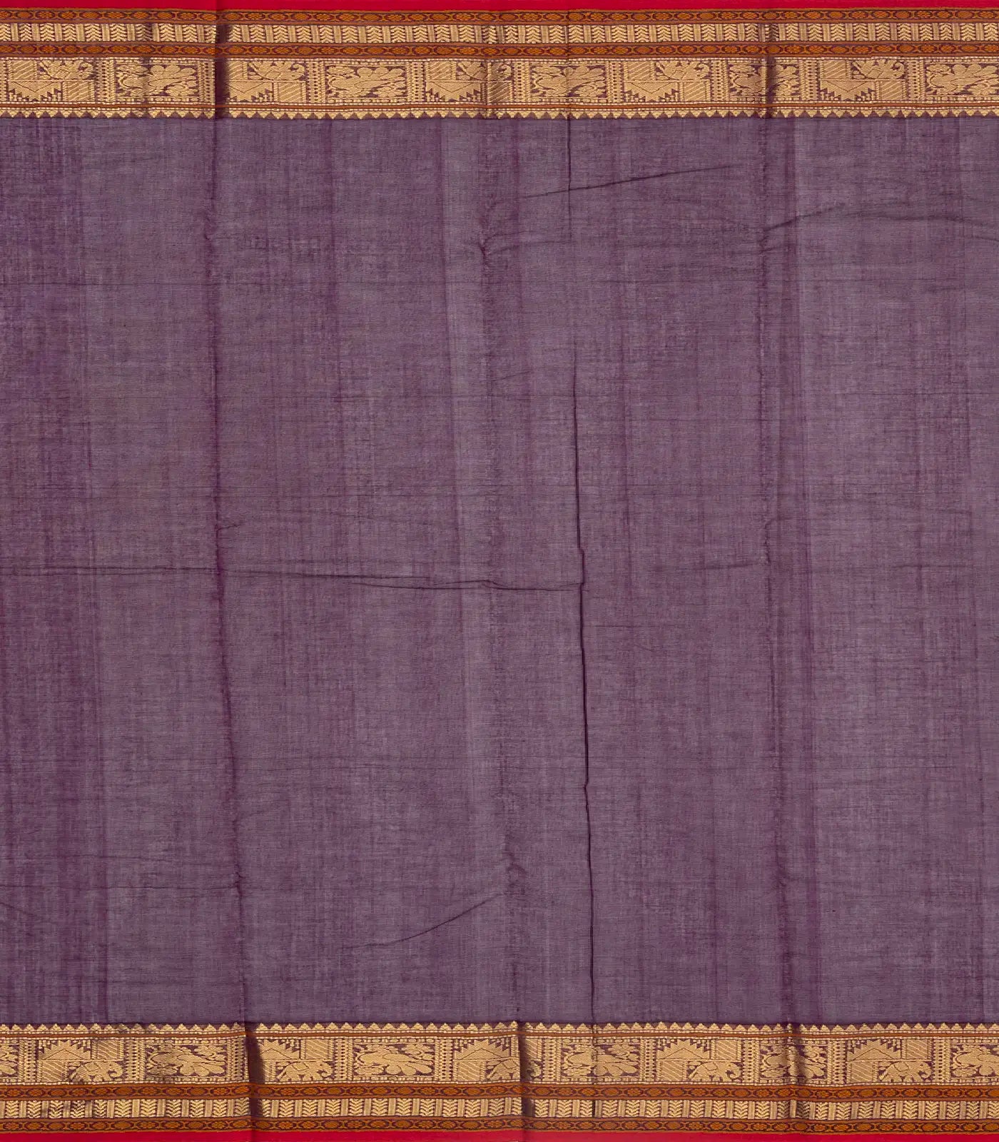 Magenta Handloom Kanchi Cotton Saree With Checks & Diamond Motifs