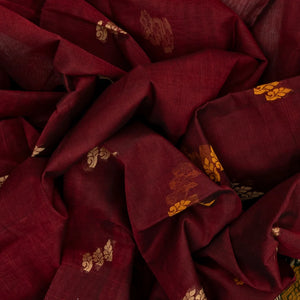 Maroon Handloom Rasipuram Cotton Saree With Floral Buttas