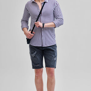 Purple Stripes Slim Fit Shirt