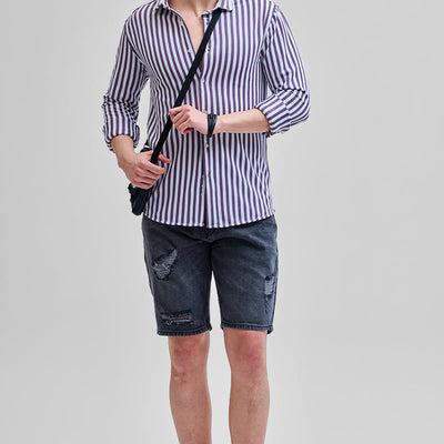 Purple Stripes Slim Fit Shirt