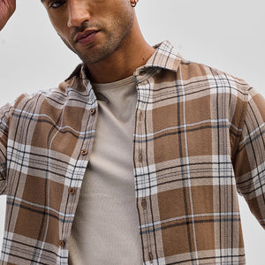 Brown Checks Slim Fit Shirt