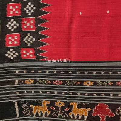 Red Single Butta Border Pasapali Contemporary Silk Saree