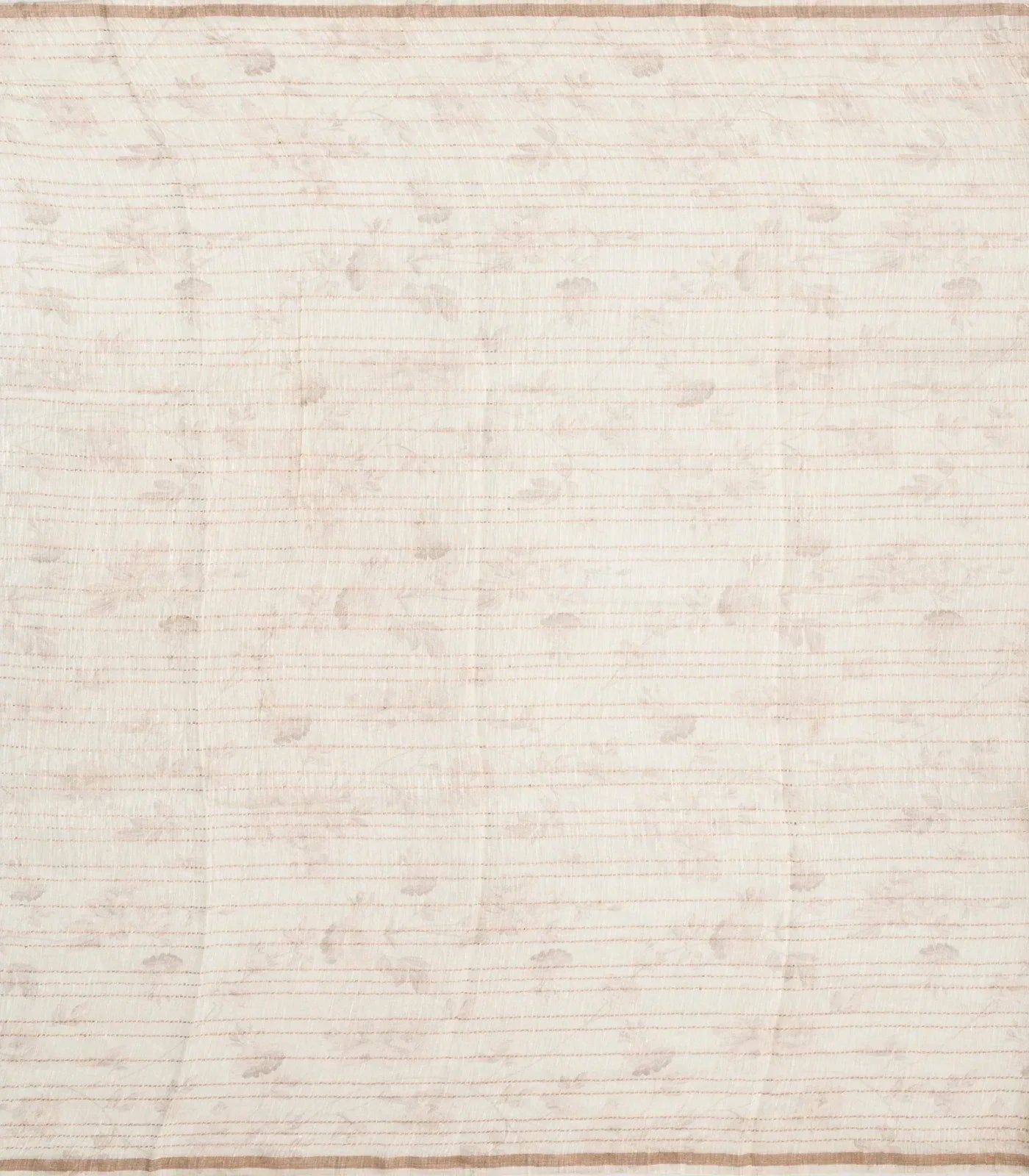 Cream Woven Linen Saree With Printed Floral Motifs