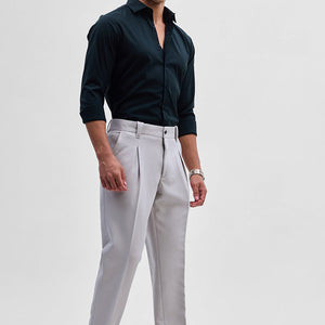 Light Grey Slim Fit Stretch Trousers