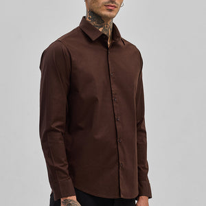 Dark Brown Stretchable Slim Fit Shirt