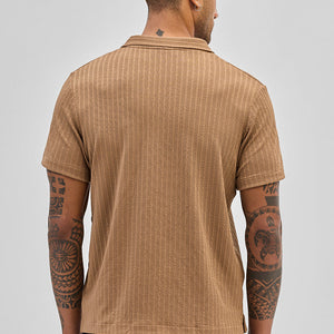 Light Brown Textured Cuban T-Shirt