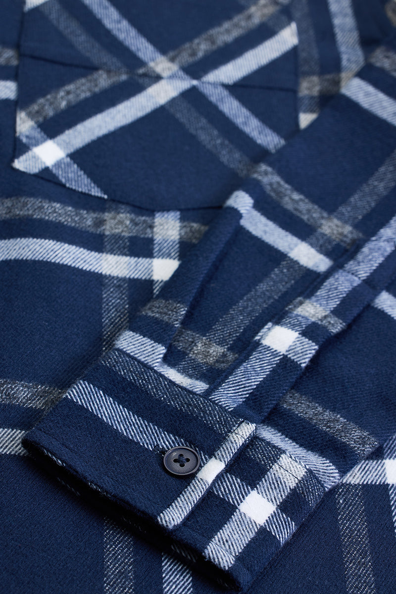 Navy Checks Relaxed Fit Overshirt