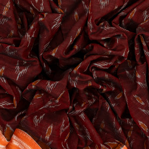Maroon Orissa Cotton Saree With Tie & Dye Flower Motifs