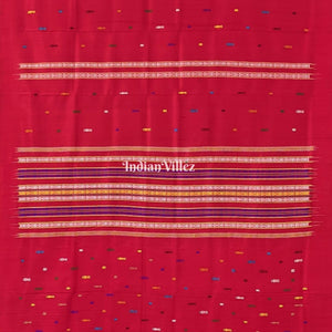 Red Habaspuri Inspired Contemporary Bomkai  Sambalpuri Silk Saree