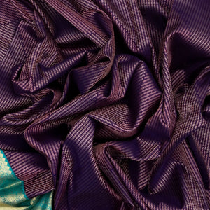 Magenta Handloom Kanchipuram Korvai Silk Saree With Stripes