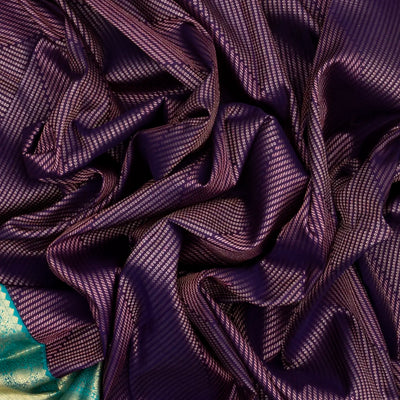 Magenta Handloom Kanchipuram Korvai Silk Saree With Stripes