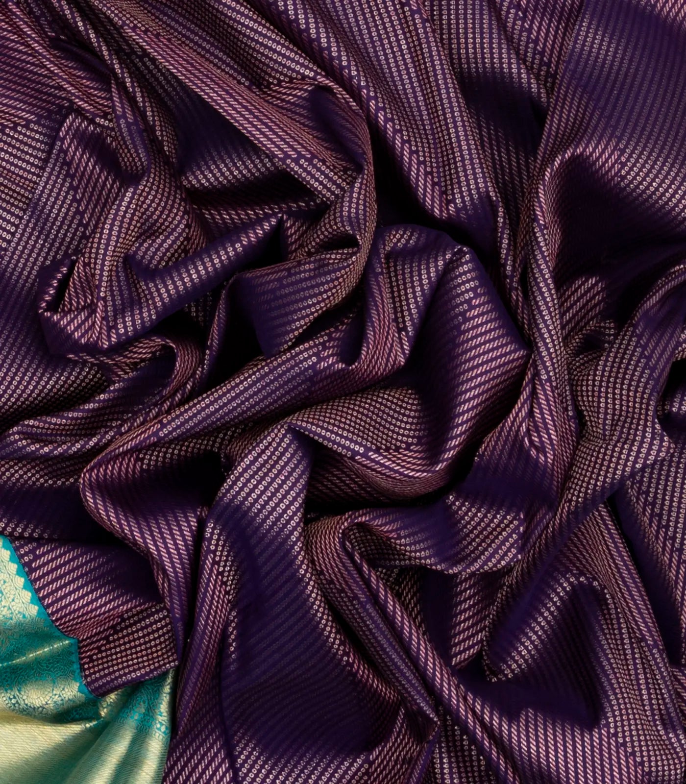 Magenta Handloom Kanchipuram Korvai Silk Saree With Stripes