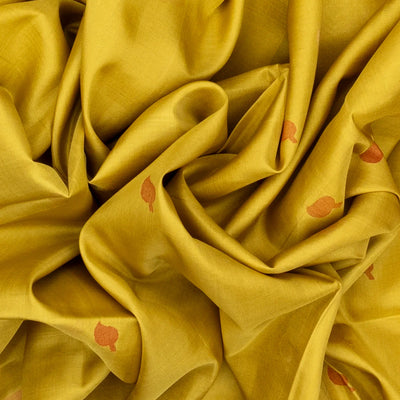 Lemon Yellow Handloom Uppada Silk Saree With Floral Buttas & Maroon Pallu