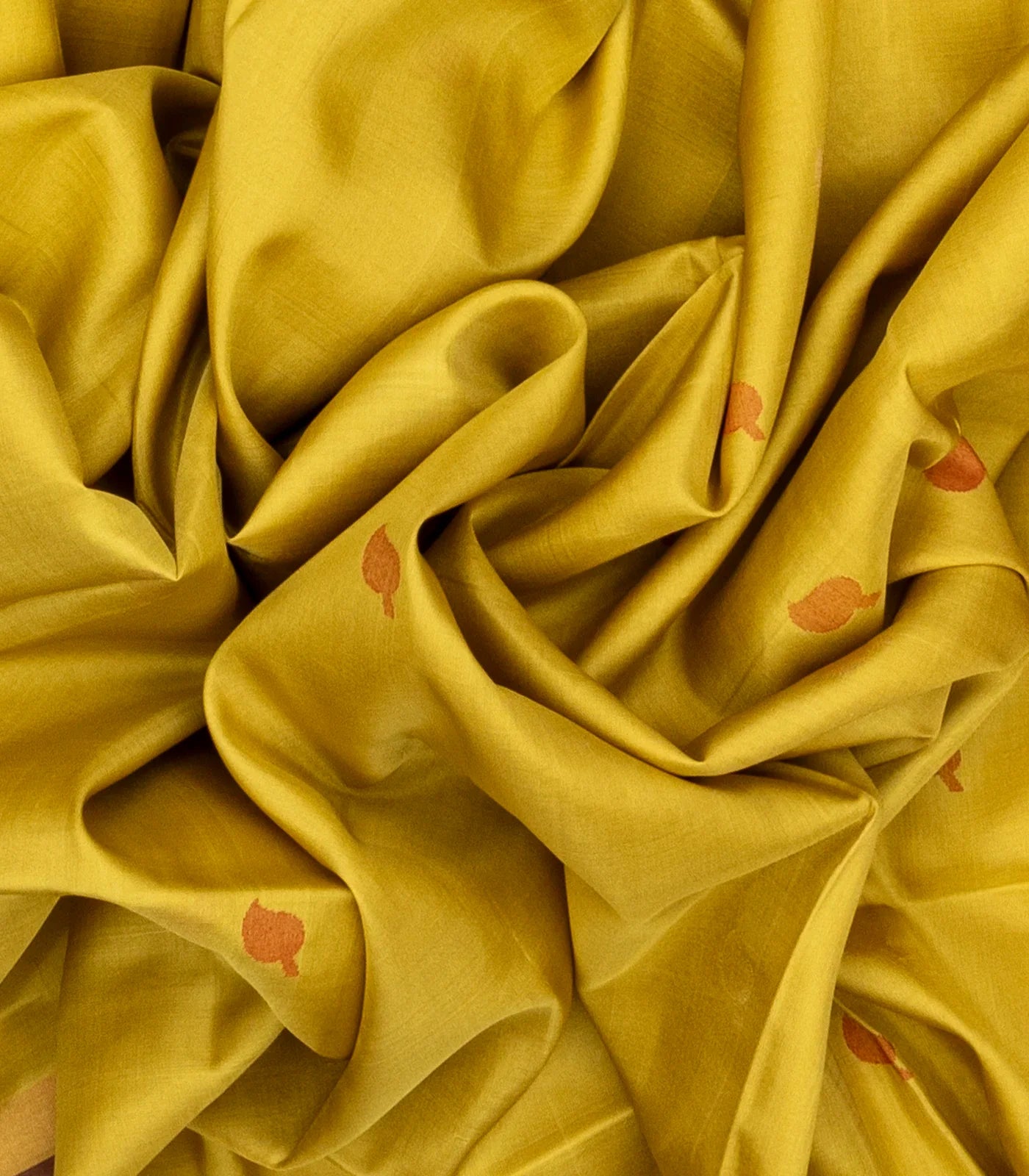 Lemon Yellow Handloom Uppada Silk Saree With Floral Buttas & Maroon Pallu