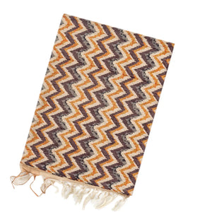 Brown Handwoven Tussar Silk Saree With Printed Chevron Motifs