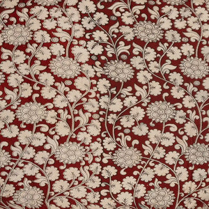 White Handloom Kalamkari Cotton Saree And Printed Floral Motifs