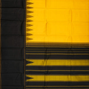 Yellow Handloom Kanchipuram Korvai Silk Saree With Black Border