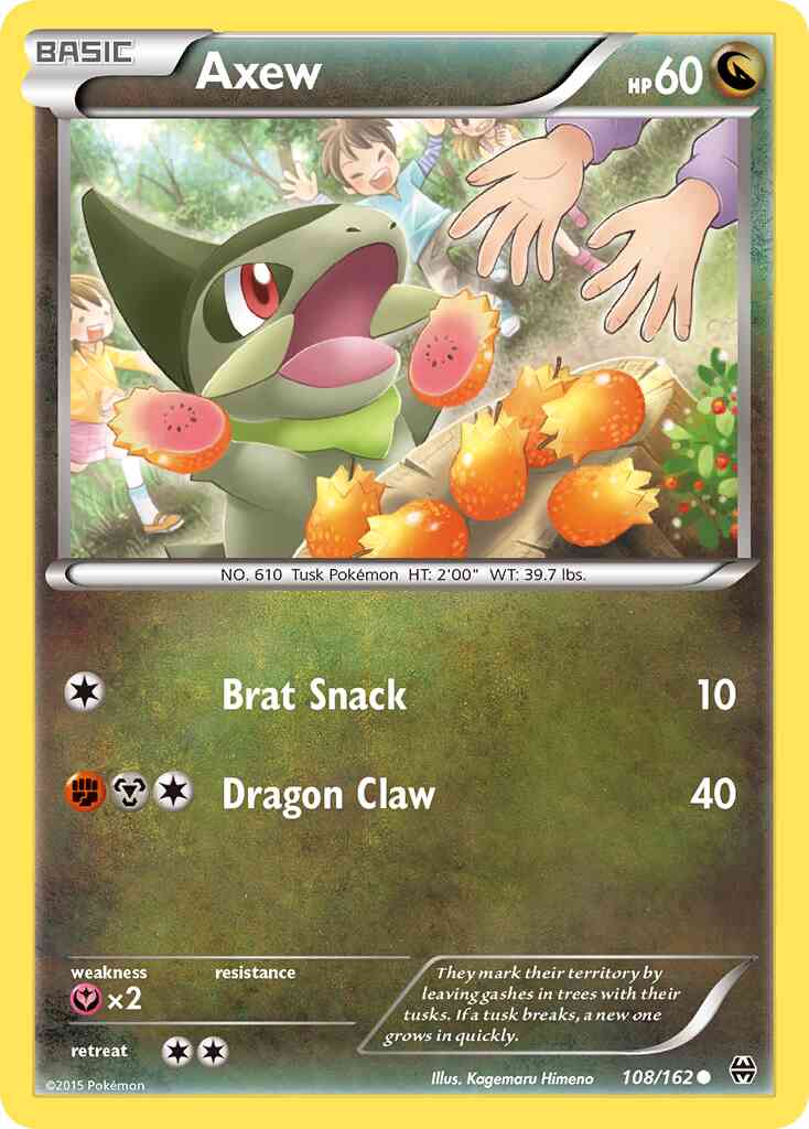 Axew - 108/162 - Common [xy8-108] [Reverse Holo]