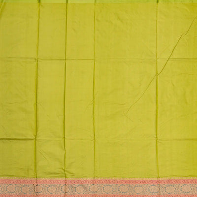 Sandal Handloom Banarasi Silk Saree With Floral Buttas