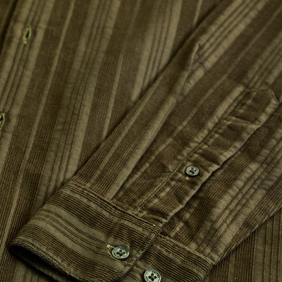 Olive Corduroy Slim Fit Shirt
