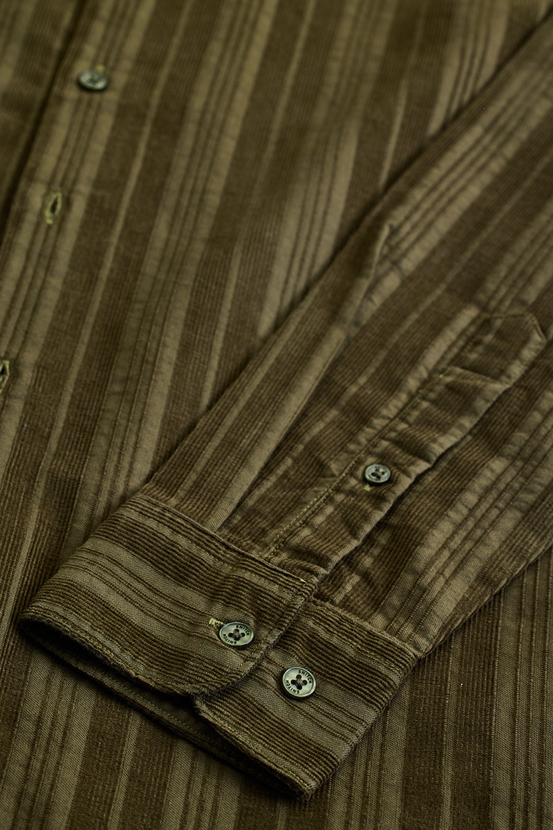 Olive Corduroy Slim Fit Shirt