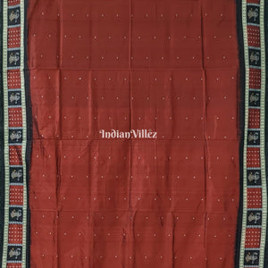 Maroon Doll Design Bomkai Silk Saree