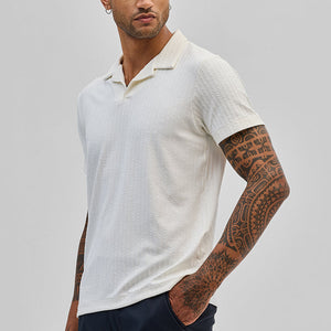 White Textured Cuban T-Shirt