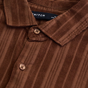 Brown Corduroy Slim Fit Shirt