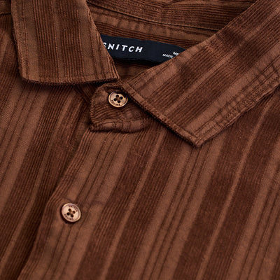 Brown Corduroy Slim Fit Shirt
