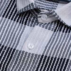 White Textured Checks Slim Fit Shirt